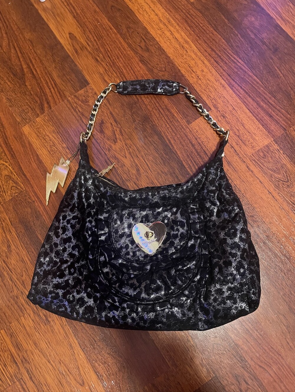 Rare Betsey Johnson Y2k Cheetah Leopard Hobo Bag Tote Purse